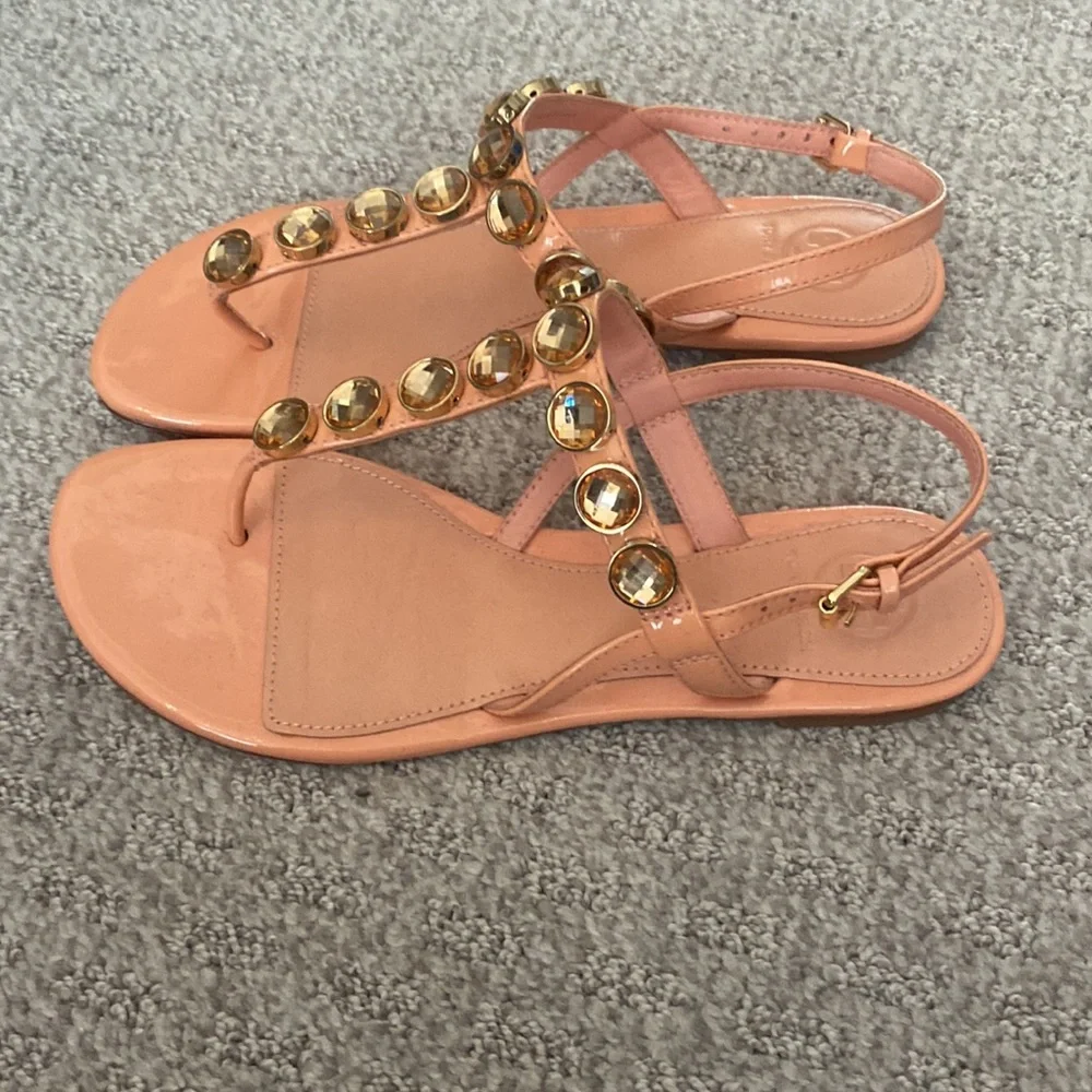 Tory Burch Patent Jeweled Sandals Sz 7.5
